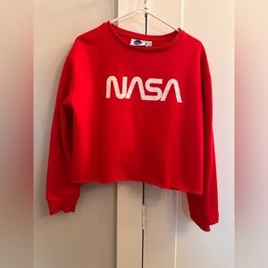 Red NASA Cropped Sweatshirt